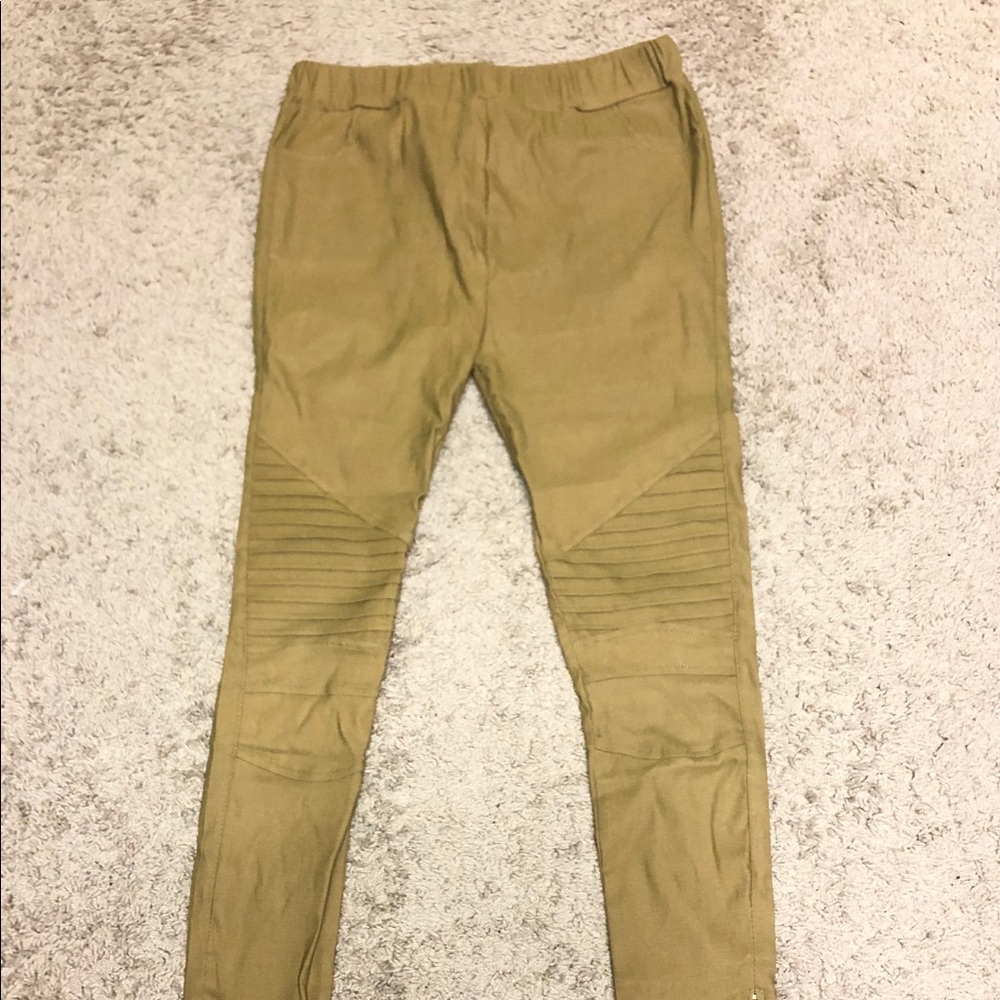 Moto jeggings khaki beige tan leggings